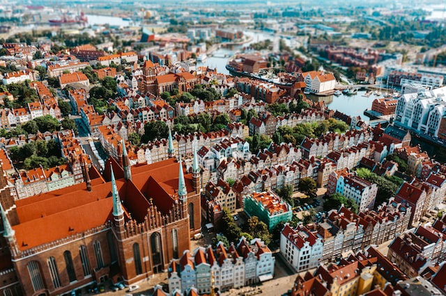 aerial view of Gdansk, Poland