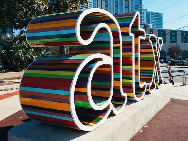 ATX rainbow sign in park