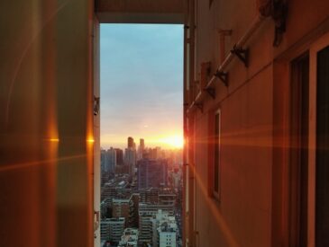 Toronto business hotel at sunset